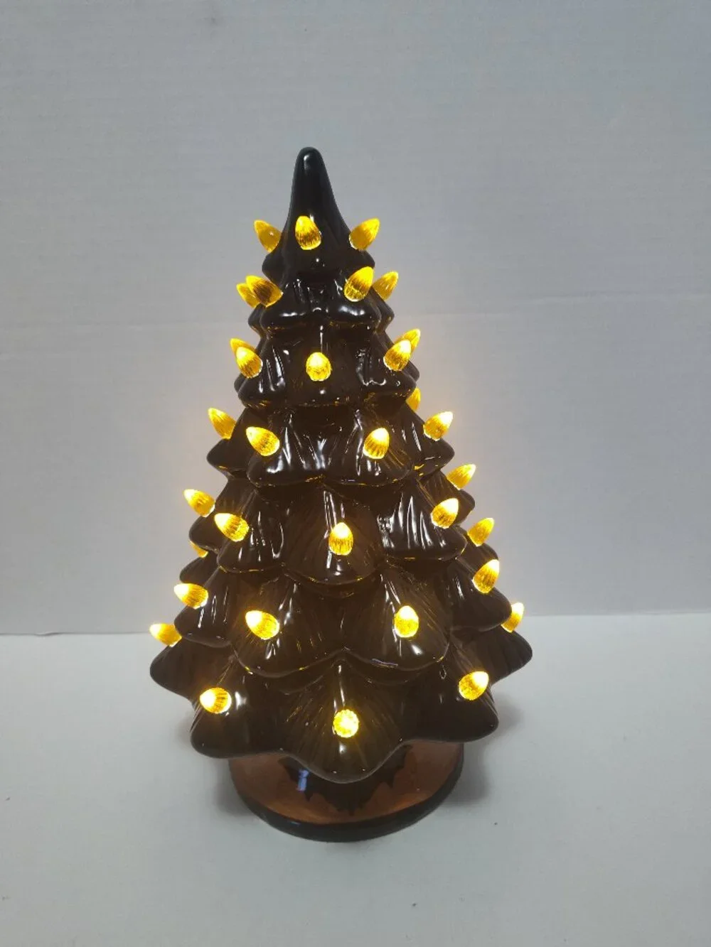 Black Ceramic Halloween Light Up Christmas Tree Bat Base LED Table Decor 15